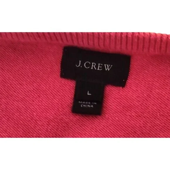 J.Crew Women's Pink V-Neck Pullover Sweater Large Soft Knit Cotton Long Sleeve - Picture 3 of 10